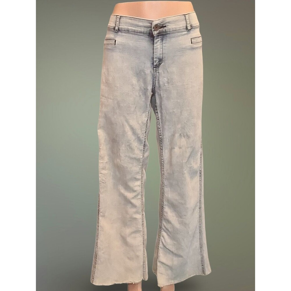 S&P Women's Light Blue Wide-Leg Stretch Jeans Grunge Punk Y2k 90s Alternative